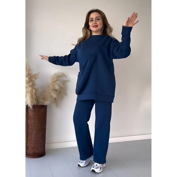 Carryall Winter Fleece Co Ords Set SweatShirt + Trouser + Bag.. Blue