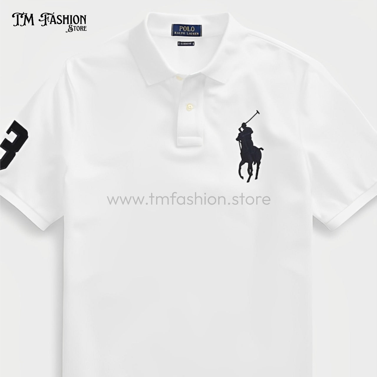 Men’s White Polo T-Shirt with Printed Logo