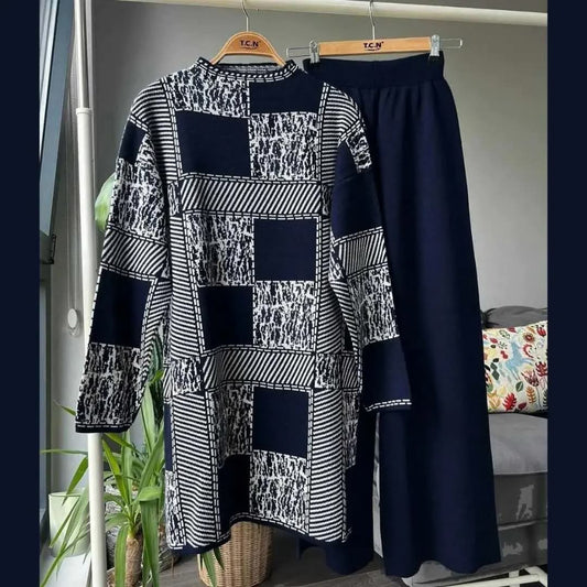 Lavender Patchwork Winter Track Suit.. Navy blue