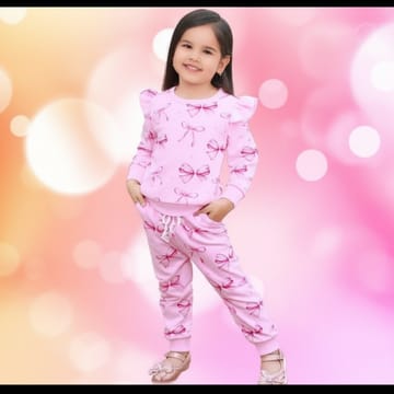 Pink Ribbon Printed Kids Winter Suit ( Each )