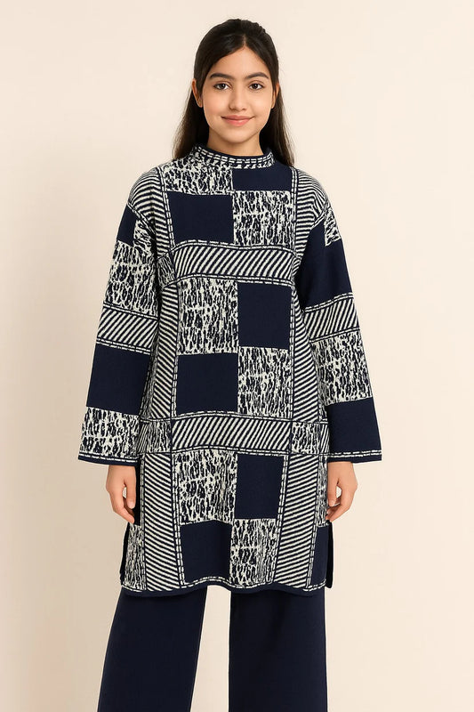 Lavender Patchwork Winter Track Suit.. Navy blue
