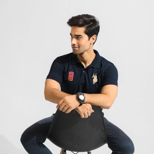 Men’s Navy Blue Polo T-Shirt with Embroidered Logo