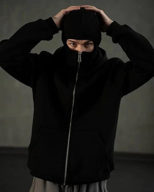 Men's Balaclava Ninja Zipper Hoodie Jacket