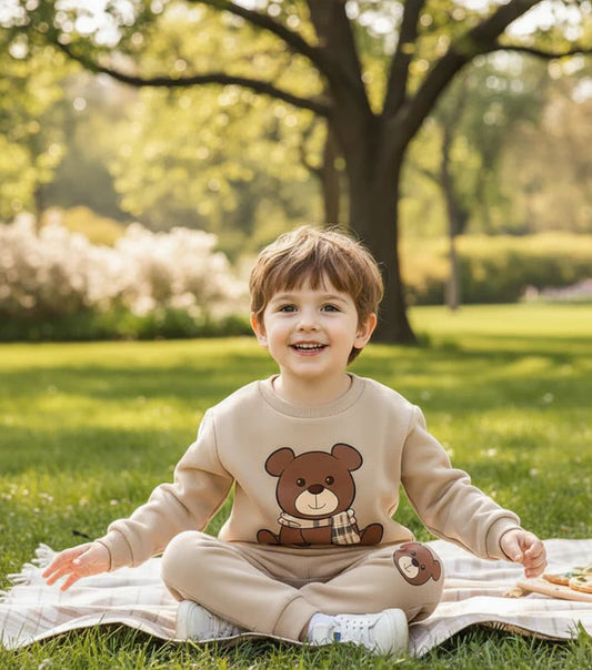 Brown Bear Printed Kids Winter Suit